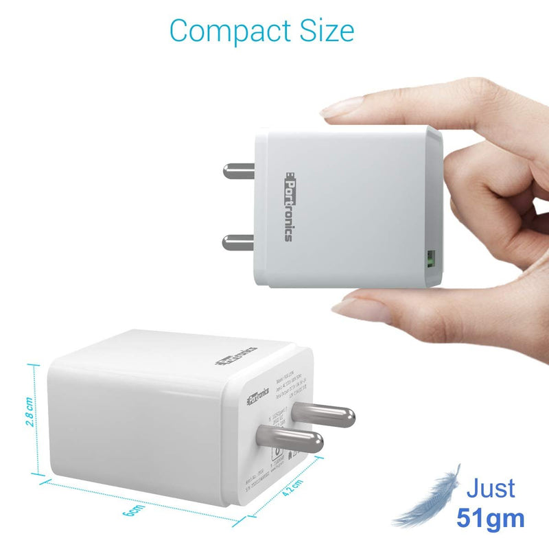[RePacked] Portronics Adapto One Wall Adapter with 18W 3A Mach USB Charging - SWIFT PERIPHERALSPOR-1104-RF