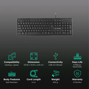 [Repacked]Lapcare E9 117 Keys USB Ergonomic Multimedia Wired Keyboard - SWIFT PERIPHERALSLKKBMU6289