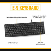 [Repacked]Lapcare E9 117 Keys USB Ergonomic Multimedia Wired Keyboard - SWIFT PERIPHERALSLKKBMU6289