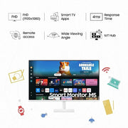 Samsung 32" 60 Hz M5 FHD Smart Monitor with Smart TV experience Built‑in Speakers LS32DM501EW - SWIFT PERIPHERALSLS32DM501EWXXL