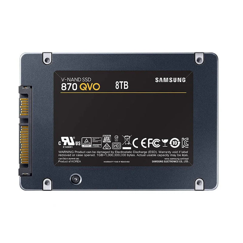 Samsung 870 QVO 8TB 2.5-inch SATA internal SSD, black casing, product label visible