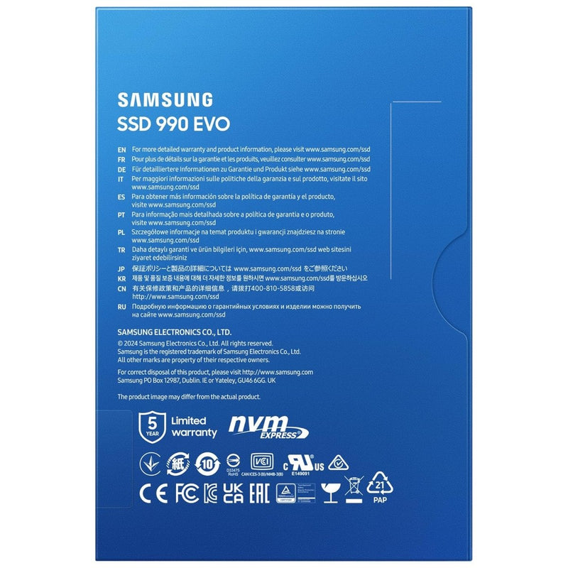 SAMSUNG 990 EVO PLUS SSD 1TB, PCIE 5.0 X2 M.2 MZ - V951T0BW - SWIFT PERIPHERALS1091802