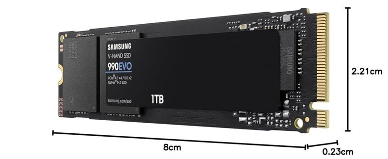 SAMSUNG 990 EVO PLUS SSD 1TB, PCIE 5.0 X2 M.2 MZ - V951T0BW - SWIFT PERIPHERALS1091802