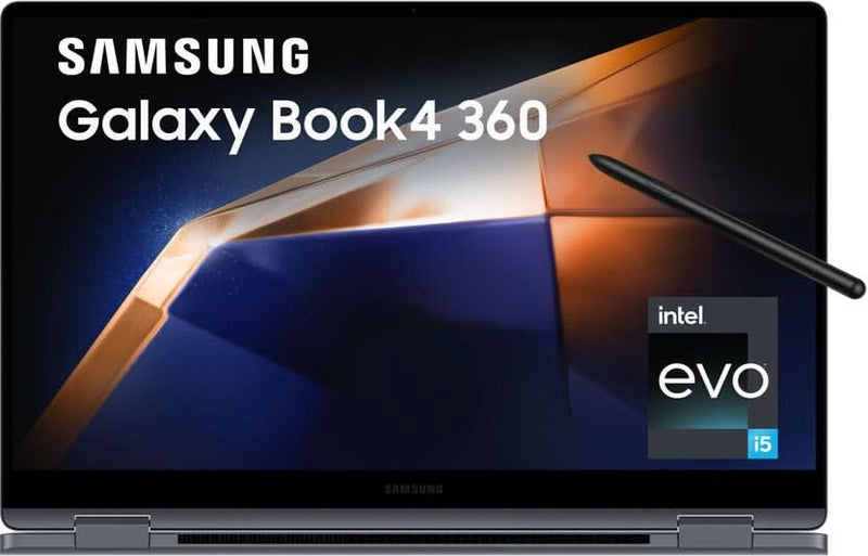 SAMSUNG GALAXY BOOK4 360 EVO INTEL CORE 5 120U - (16 GB/512 GB SSD/WINDOWS 11 HOME) NP750QGK - LG1IN 2 IN 1 LAPTOP (15.6 INCH, GRAY, 1.46 KG, WITH MS OFFICE) - SWIFT PERIPHERALSsamsung004