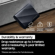 Samsung T9 2TB USB 3.2 Gen2 External Portable Solid State Drive - Black - SWIFT PERIPHERALSMU-PG2T0B/WW