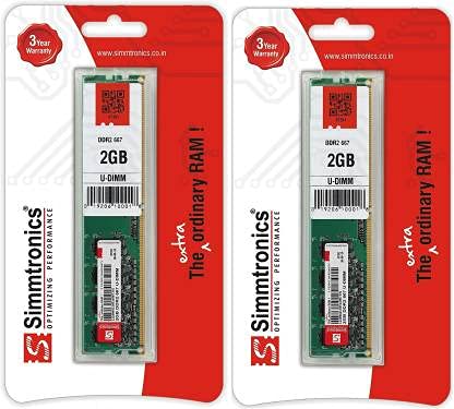 Simmtronics 2GB DDR2 Desktop RAM 667 MHz with 3 Year Warranty ( Pack Of 2 ) - SWIFT PERIPHERALSDLUD2SIM00007-2