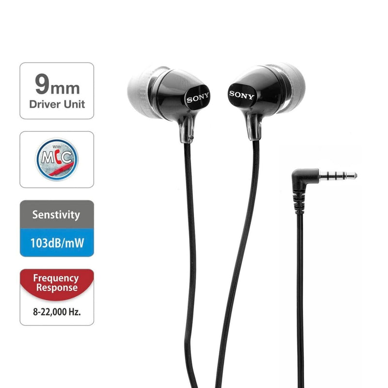 SONY MDR - EX14AP/BZ WIRED IN EAR HEADPHONE WITH MIC (BLACK) - SWIFT PERIPHERALS1091384