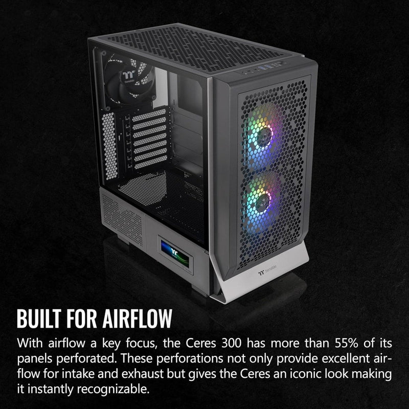THERMALTAKE CERES 300 TG ARGB MID TOWER CHASSIS CA - 1Y2 - 00M1WN - 00 - SWIFT PERIPHERALSCA-1Y2-00M1WN-00