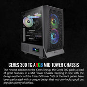 THERMALTAKE CERES 300 TG ARGB MID TOWER CHASSIS CA - 1Y2 - 00M1WN - 00 - SWIFT PERIPHERALSCA-1Y2-00M1WN-00