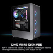 THERMALTAKE S200 TG ARGB MID TOWER CHASSIS CA - 1X2 - 00M1WN - 00 - SWIFT PERIPHERALS1088462