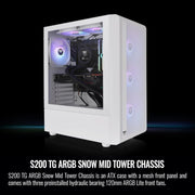 THERMALTAKE S200 TG ARGB SNOW MID TOWER CHASSIS CA - 1X2 - 00M6WN - 00 - SWIFT PERIPHERALS1088463