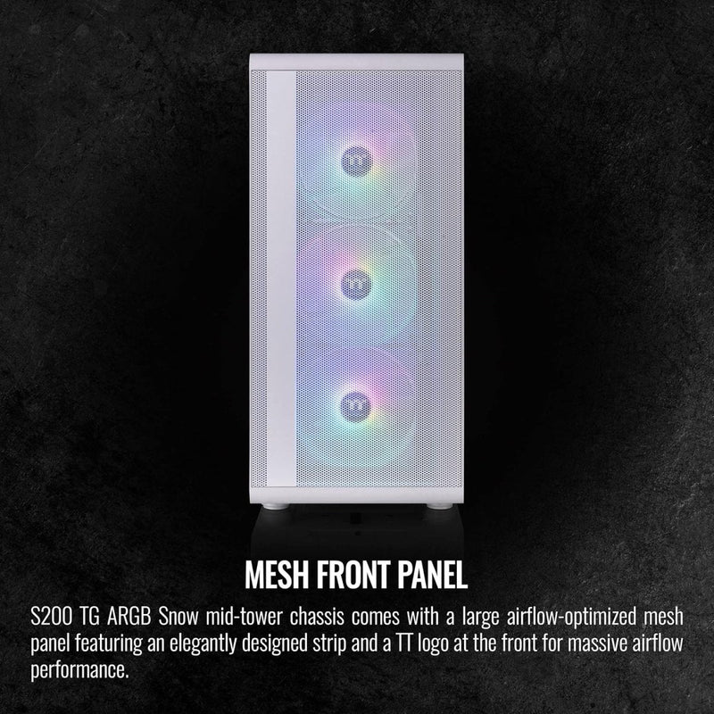 THERMALTAKE S200 TG ARGB SNOW MID TOWER CHASSIS CA - 1X2 - 00M6WN - 00 - SWIFT PERIPHERALS1088463