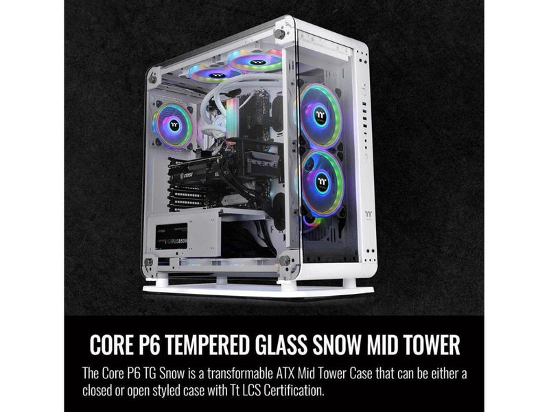 THERMALTAKE THE CORE P6 TG SNOW WHITE EDITION ATX MID TOWER FULLY MODULAR COMPUTER CASE - SWIFT PERIPHERALS1095154