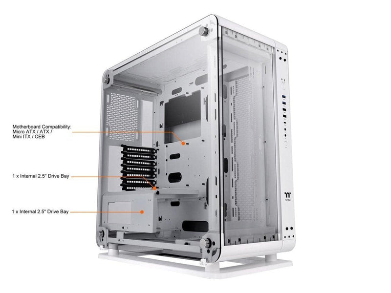 THERMALTAKE THE CORE P6 TG SNOW WHITE EDITION ATX MID TOWER FULLY MODULAR COMPUTER CASE - SWIFT PERIPHERALS1095154