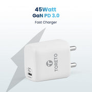 Toreto Flash Nano 3 45W USB - C Fast Charging Adapter with USB - C to USB - C Cable - SWIFT PERIPHERALSTOR-543