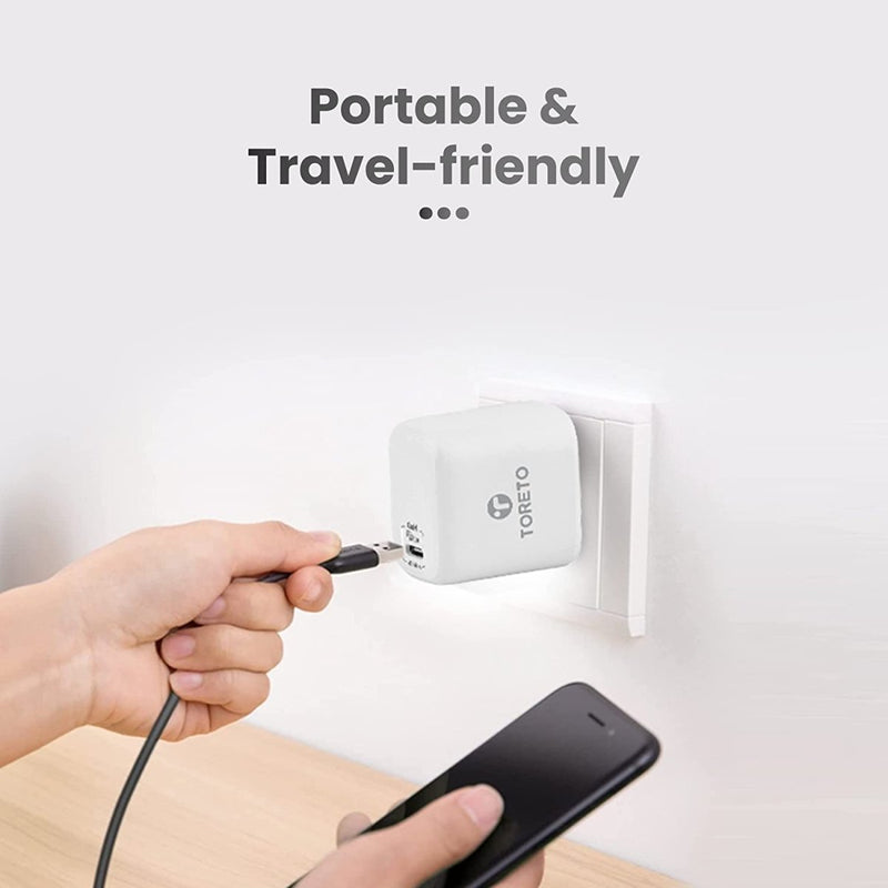 Toreto Flash Nano 3 45W USB - C Fast Charging Adapter with USB - C to USB - C Cable - SWIFT PERIPHERALSTOR-543