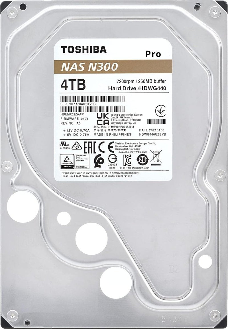 Toshiba N300 Pro 8TB 3.5" SATA 6Gb/s 7200RPM NAS Internal Hard Disk Drive - SWIFT PERIPHERALSHDWG480XZSTB