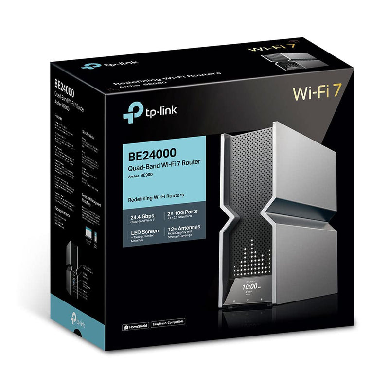 TP - Link Archer BE900 V2 BE24000 Quad - Band LED Screen Easy Mesh Wi - Fi 7 Router - SWIFT PERIPHERALSArcher BE900