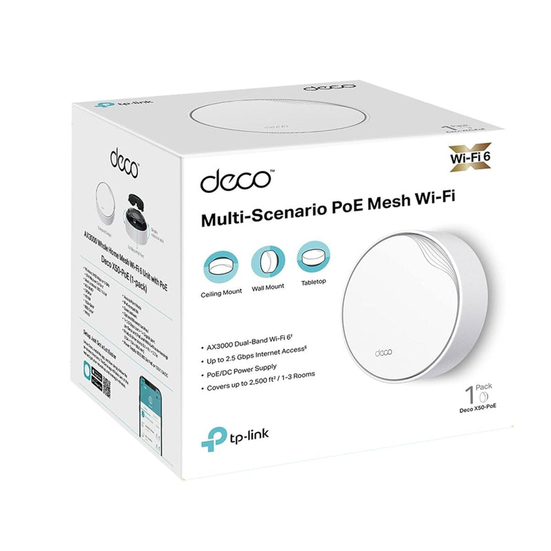 TP - Link AX3000 DECO X50 - POE Dual - Band Whole Home Mesh WiFi 6 System with PoE - 1 Pack - SWIFT PERIPHERALSDECO X50-POE(1-Pack)