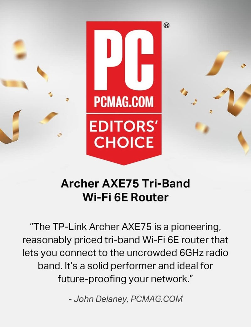 TP - Link AXE5400 Archer AXE75 Tri - Band Gigabit OneMesh Wi - Fi 6E Router - SWIFT PERIPHERALSArcher AXE75