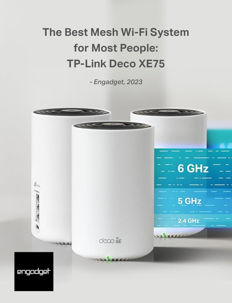 TP - Link AXE5400 Deco XE75 Tri - Band AI - Driven Mesh Wi - Fi 6E System - 2 Pack - SWIFT PERIPHERALSDeco XE75(2-Pack)