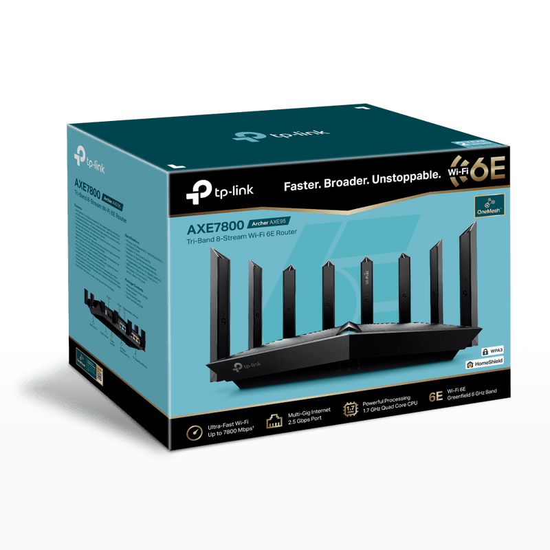 TP - Link AXE7800 Archer AXE95 Tri - Band Gigabit OneMesh Wi - Fi 6E Router - SWIFT PERIPHERALSArcher AXE95