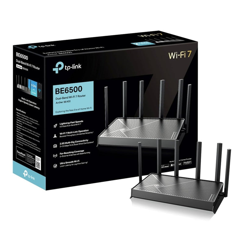 TP - Link BE6500 Archer BE400 Dual - Band Whole Home EasyMesh Wi - Fi 7 Router - SWIFT PERIPHERALSArcher BE400