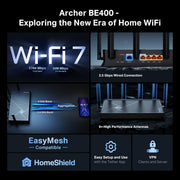 TP - Link BE6500 Archer BE400 Dual - Band Whole Home EasyMesh Wi - Fi 7 Router - SWIFT PERIPHERALSArcher BE400