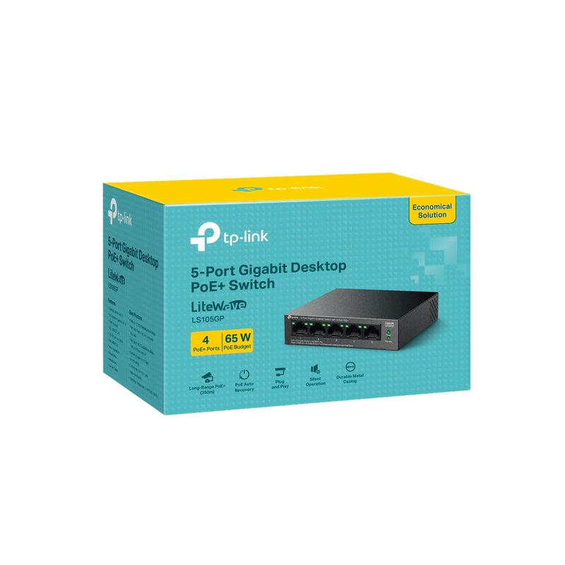 TP - Link LS105GP 5 - Port Gigabit Desktop Ethernet Switch with 4 - Port PoE+ - SWIFT PERIPHERALSLS105GP