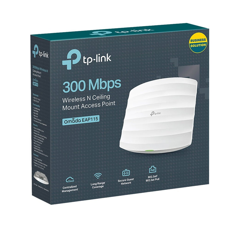 TP - Link N300 Omada EAP115 Indoor 300Mbps Wireless N Ceiling Mount Access Point - White - SWIFT PERIPHERALSEAP115-Indoor