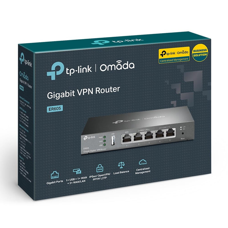 TP - Link Omada ER605 Gigabit VPN Multi - WAN Wired Single Band Router Gateway - Black - SWIFT PERIPHERALSER605