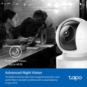 TP - Link Tapo C222 4MP 2K QHD 1440p Pan/Tilt AI Home Security Wi - Fi Camera - White - SWIFT PERIPHERALSTapo C222