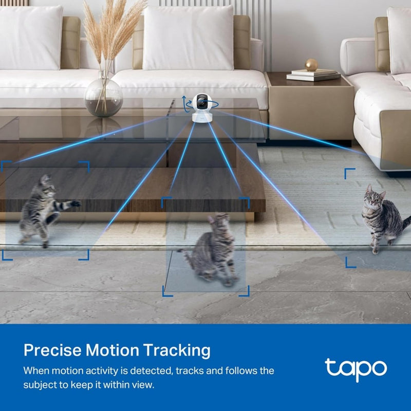 TP - Link Tapo C222 4MP 2K QHD 1440p Pan/Tilt AI Home Security Wi - Fi Camera - White - SWIFT PERIPHERALSTapo C222