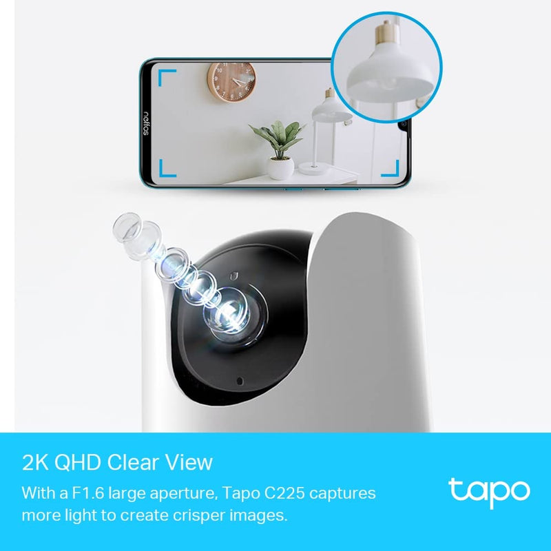 TP - Link Tapo C225 4MP 2K QHD 1440p Pan/Tilt AI Home Security Wi - Fi Camera - White - SWIFT PERIPHERALSTapo C225