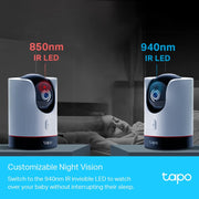 TP - Link Tapo C225 4MP 2K QHD 1440p Pan/Tilt AI Home Security Wi - Fi Camera - White - SWIFT PERIPHERALSTapo C225