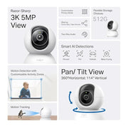 TP - Link Tapo C230 Indoor Pan/Tilt WiFi 5MP 3K Resolution AI Security Camera - SWIFT PERIPHERALSTapo C230