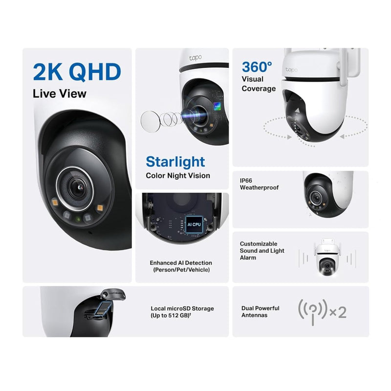 TP - Link TAPO C520WS 4MP 2K QHD Weatherproof Outdoor Security Smart Wi - Fi Camera - White - SWIFT PERIPHERALSTAPO C520WS