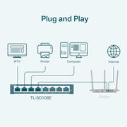 TP - Link TL - SG108E 8 Port Gigabit Easy Smart Desktop/Wall - Mount Managed Switch - SWIFT PERIPHERALSTL-SG108E