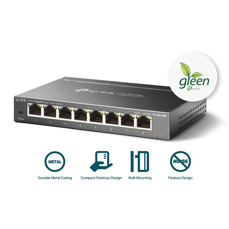 TP - Link TL - SG108E 8 Port Gigabit Easy Smart Desktop/Wall - Mount Managed Switch - SWIFT PERIPHERALSTL-SG108E