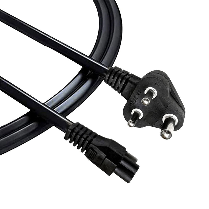 TPS Laptop Power Cable Cord 1.5 Meter 3 Pin Indian Plug C5 Connector BIS Certified - SWIFT PERIPHERALSTPS-LPC-S10-BI-BL-1