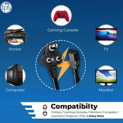 TPS Replacement Desktop Power Cable Cord (1.5 Meter) BIS Certified - 3 Pin Indian Plug - SWIFT PERIPHERALSTPS-DPC-S10-BI-BL