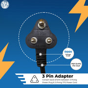TPS Replacement Desktop Power Cable Cord (1.5 Meter) BIS Certified - 3 Pin Indian Plug - SWIFT PERIPHERALSTPS-DPC-S10-BI-BL