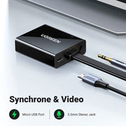 Ugreen Active HDMI to VGA Adapter Converter with 3.5mm Audio Jack - SWIFT PERIPHERALSUGRN
