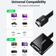 Ugreen Active HDMI to VGA Adapter Converter with 3.5mm Audio Jack - SWIFT PERIPHERALSUGRN