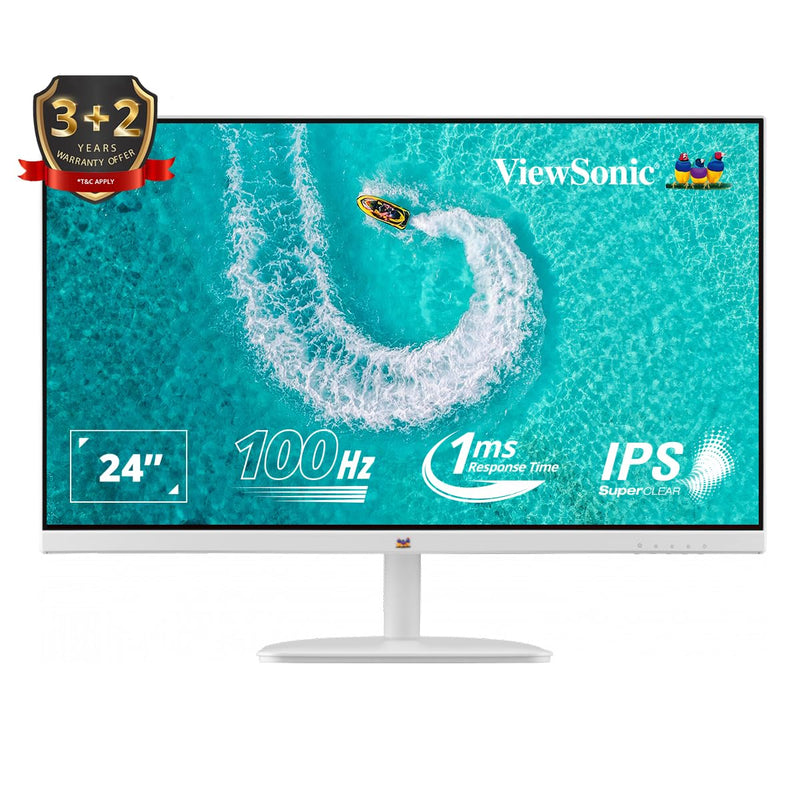 ViewSonic 24 Inch Full HD IPS 100Hz AMD Free Sync 1080p IPS White Monitor with Frameless Design - SWIFT PERIPHERALSVA2432-H-W
