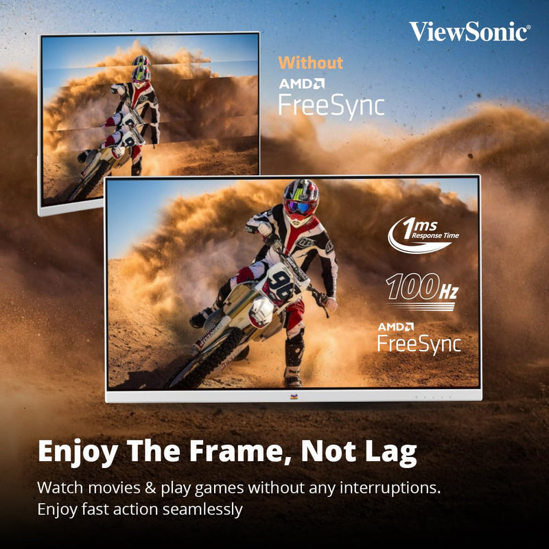 ViewSonic 24 Inch Full HD IPS 100Hz AMD Free Sync 1080p IPS White Monitor with Frameless Design - SWIFT PERIPHERALSVA2432-H-W
