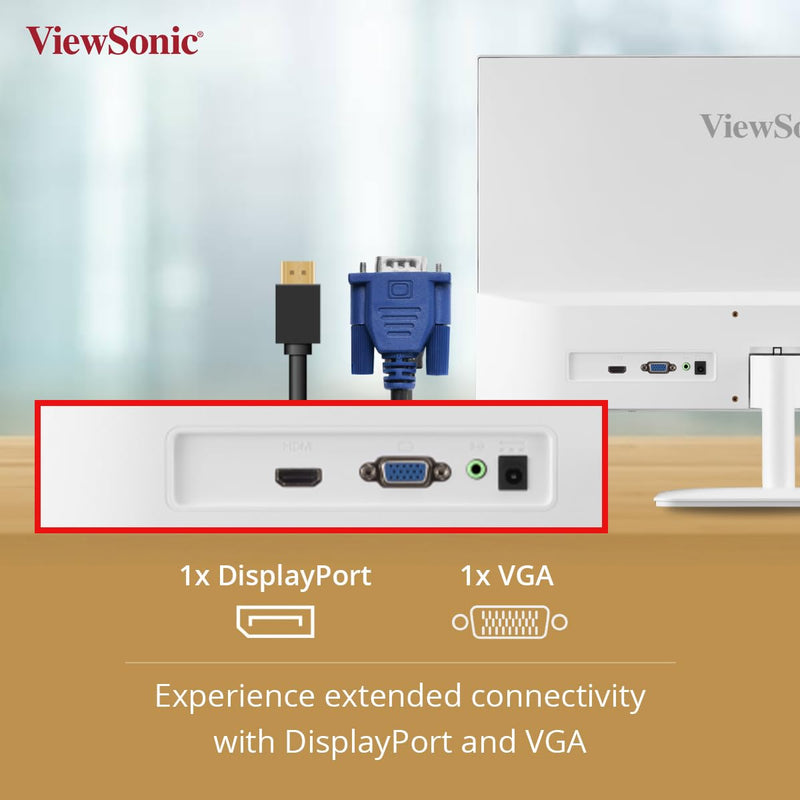 ViewSonic 24 Inch Full HD IPS 100Hz AMD Free Sync 1080p IPS White Monitor with Frameless Design - SWIFT PERIPHERALSVA2432-H-W