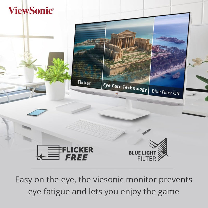 ViewSonic 24 Inch Full HD IPS 100Hz AMD Free Sync 1080p IPS White Monitor with Frameless Design - SWIFT PERIPHERALSVA2432-H-W