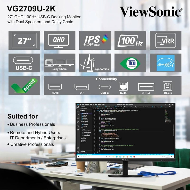 VIEWSONIC (68.58CM) 27 INCH MONITOR VG2709U - 2K - SWIFT PERIPHERALS1094525