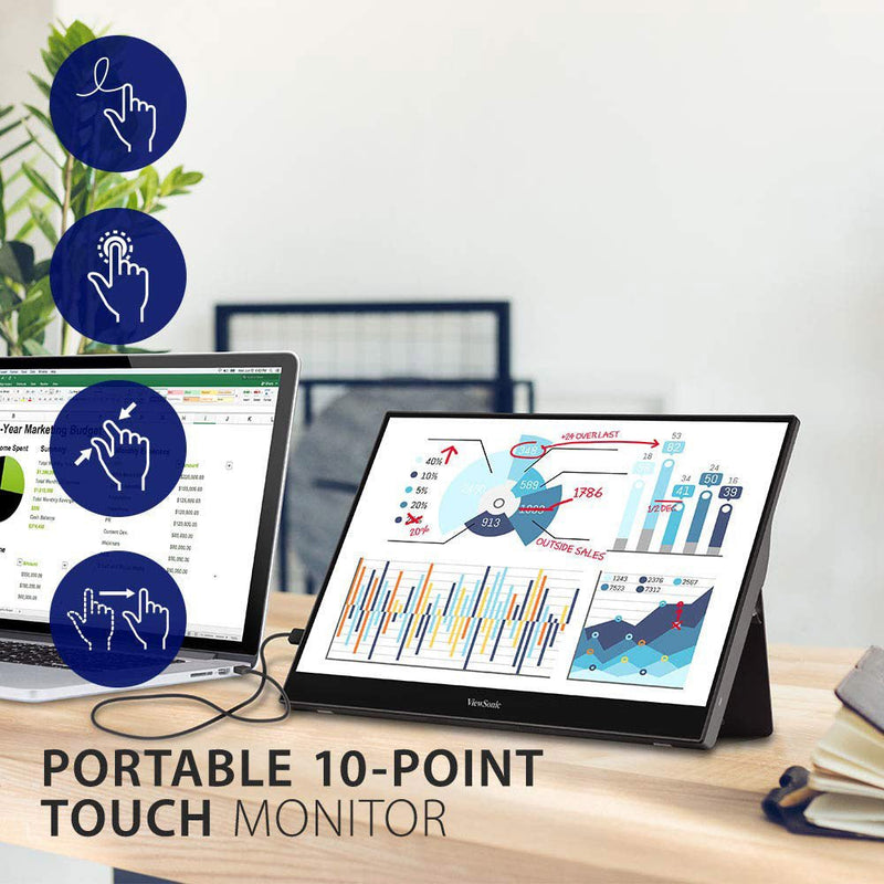 ViewSonic TD1655 16” 60Hz FHD USB - C IPS Panel Multi - Touch Portable Monitor with Speakers - SWIFT PERIPHERALSTD1655